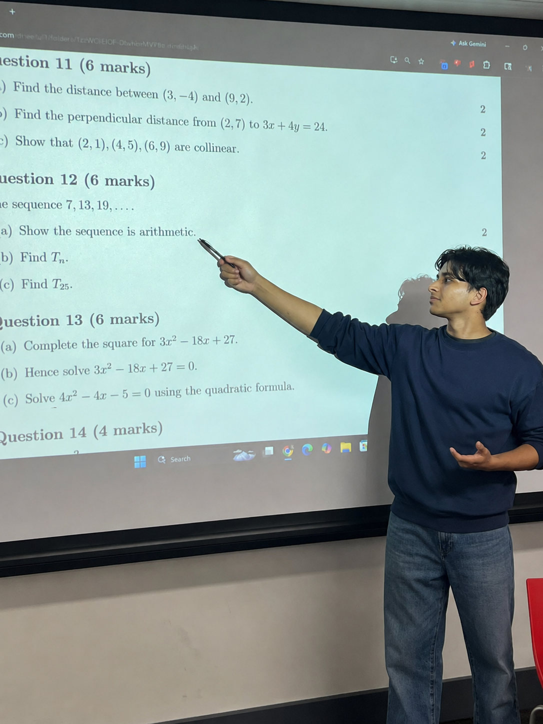 A Vertex tutor working through an HSC-style problem on the class display